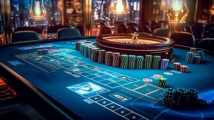 Studio Baccarat dengan dealer siap melayani permainan kartu secara real-time
